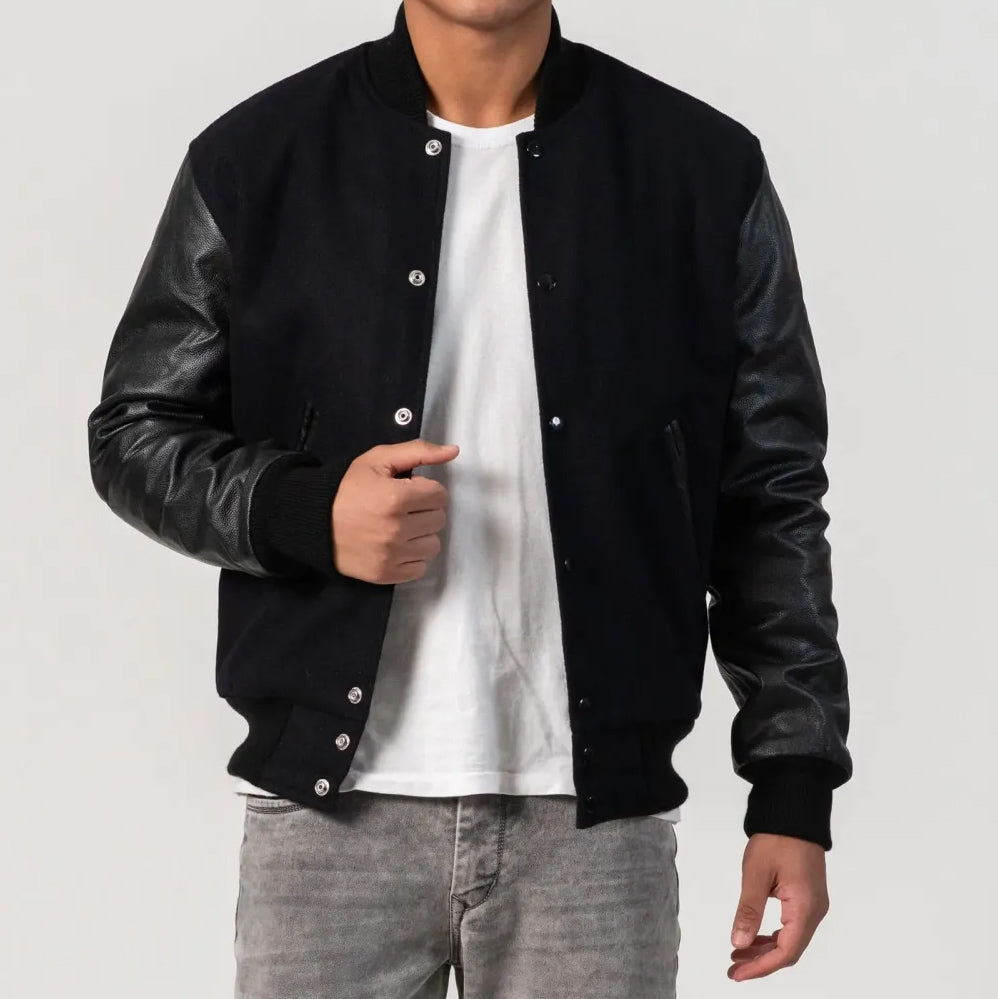 Leather Sleeves Varsity Letterman Jacket