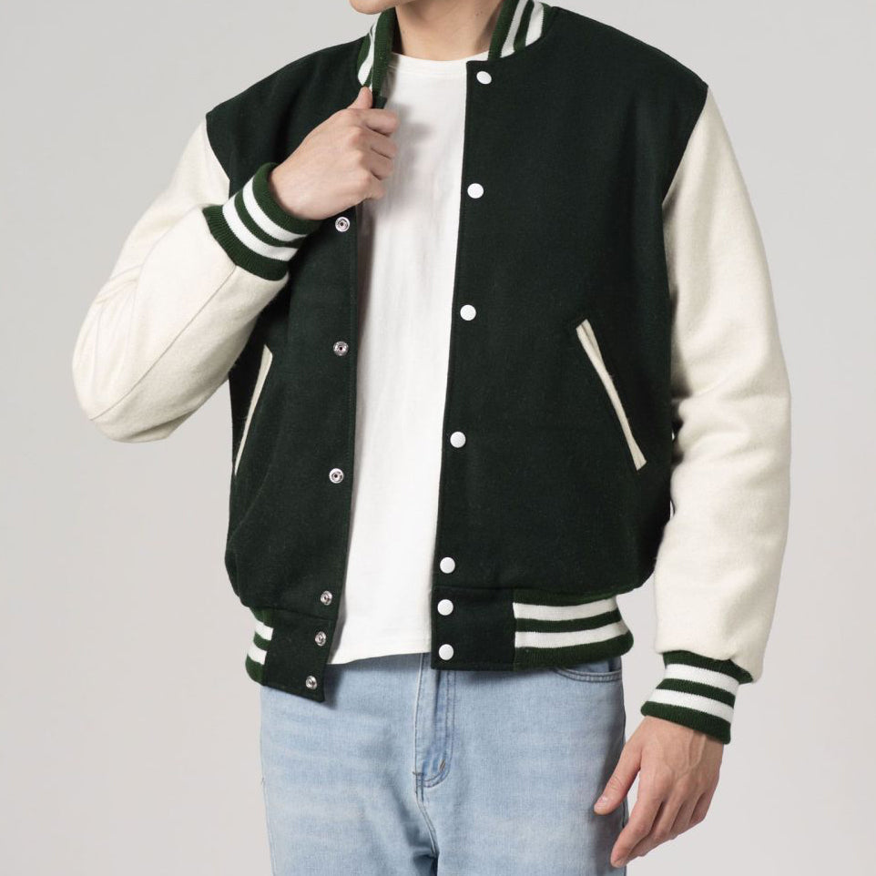 All-Wool Customizable Letterman Jacket in Sleek