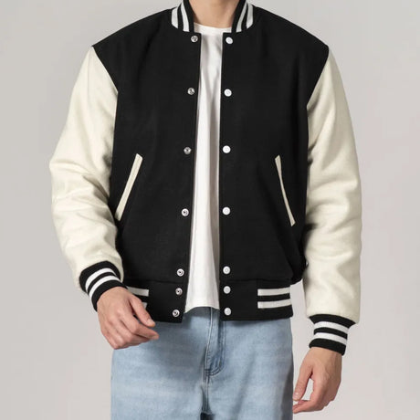 All-Wool Customizable Letterman Jacket in Sleek