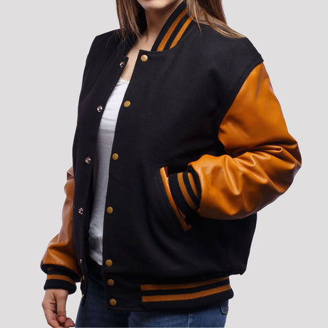 Leather Sleeves Letterman Jacket