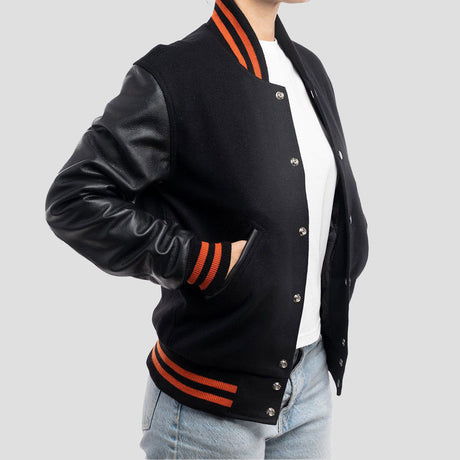 Leather Sleeves Letterman Jacket