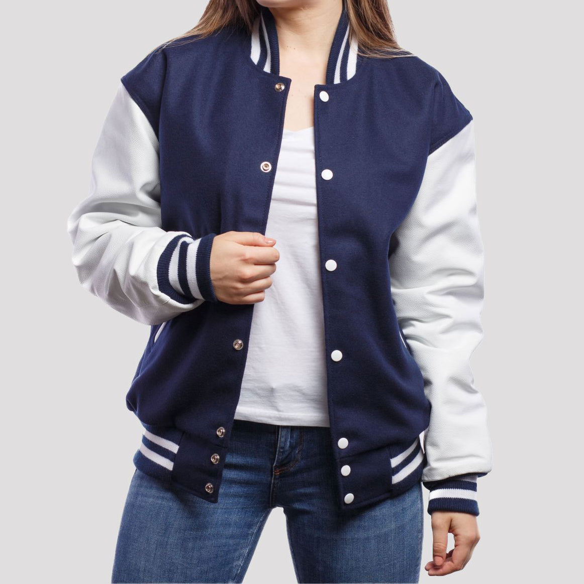 Leather Sleeves Letterman Jacket