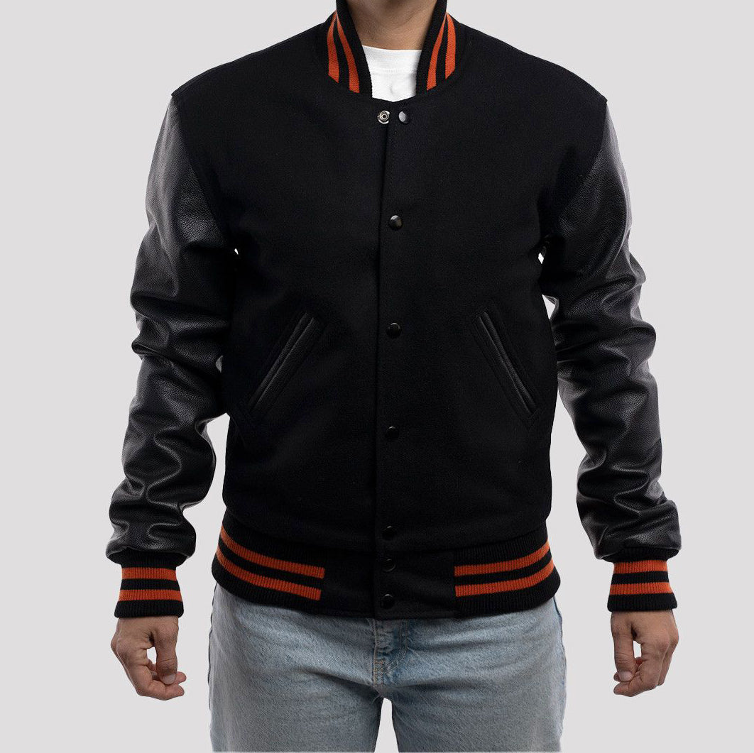 Leather Sleeves Letterman Jacket