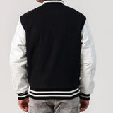 Leather Sleeves Letterman Jacket With Zipper