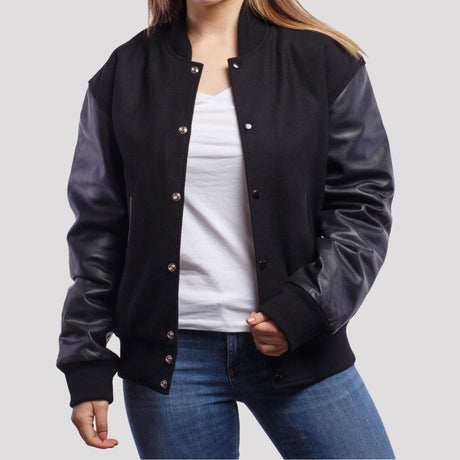 Leather Sleeves Letterman Jacket