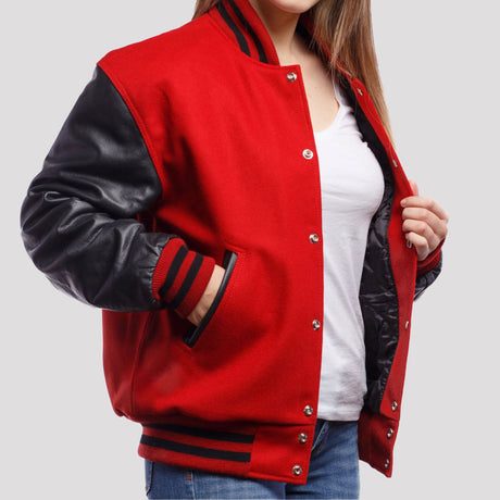 Leather Sleeves Letterman Jacket