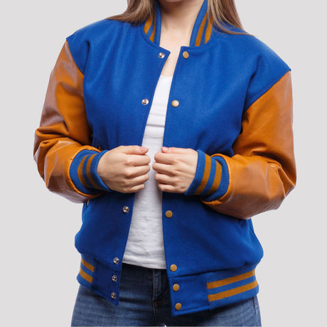 Leather Sleeves Letterman Jacket