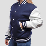 Leather Sleeves Letterman Jacket