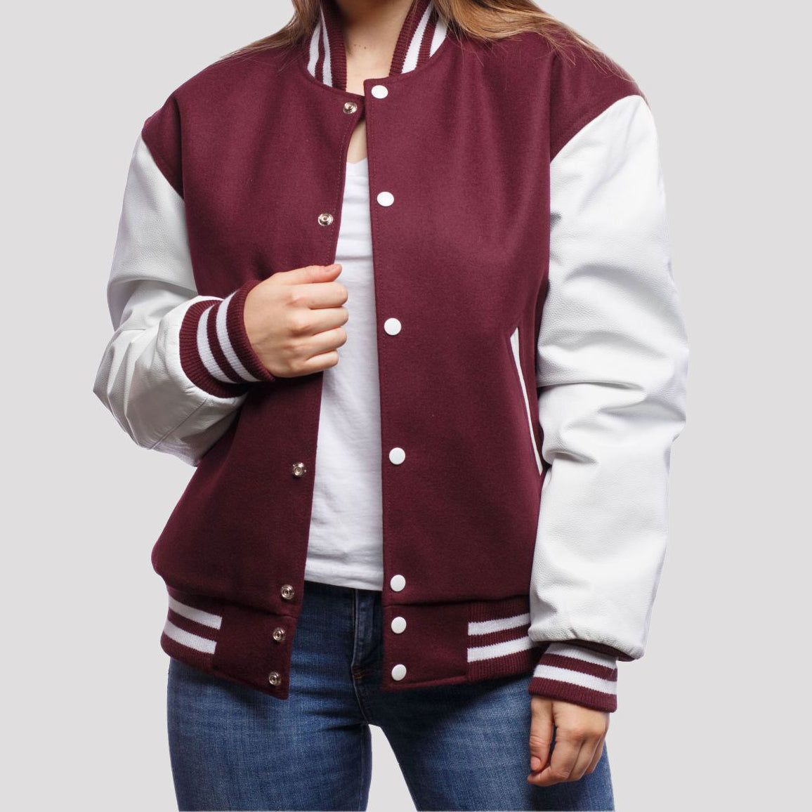 Leather Sleeves Letterman Jacket