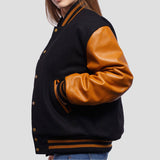 Leather Sleeves Letterman Jacket