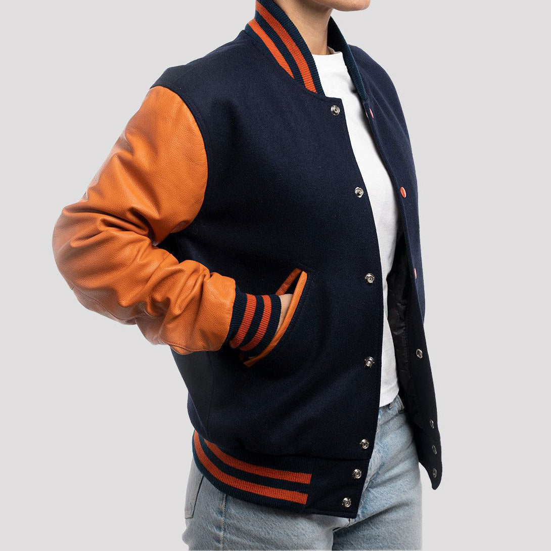 Leather Sleeves Letterman Jacket