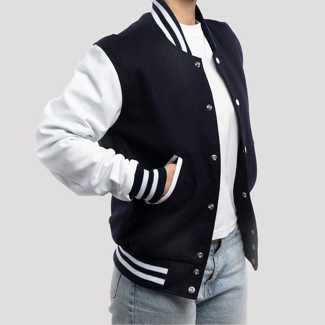 Leather Sleeves Letterman Jacket