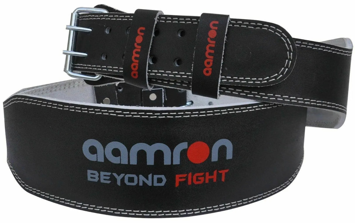 Aamron ® 6" Weight Lifting Leather Belt Back Support Gym Power Fitness Training