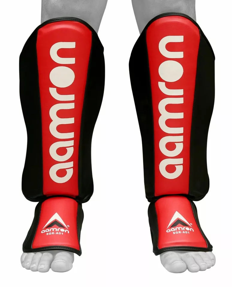 Aamron ® Gel Shin Instep Foot Pads MMA Leg Kick Boxing Guards Muay Thai Training