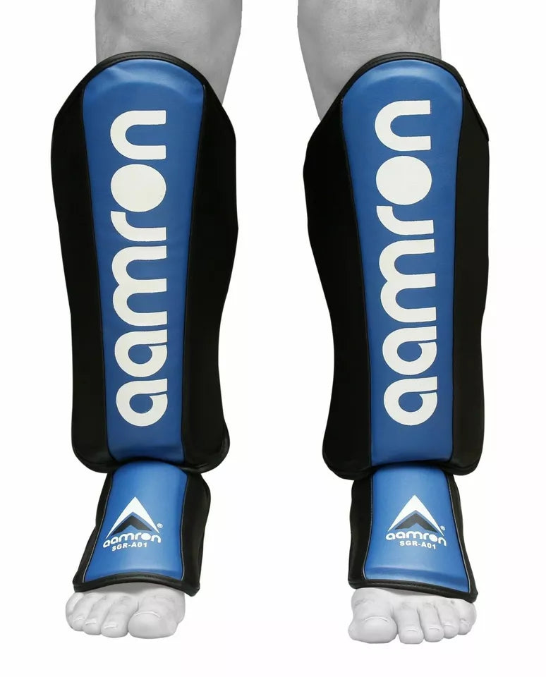 Aamron ® Gel Shin Instep Foot Pads MMA Leg Kick Boxing Guards Muay Thai Training