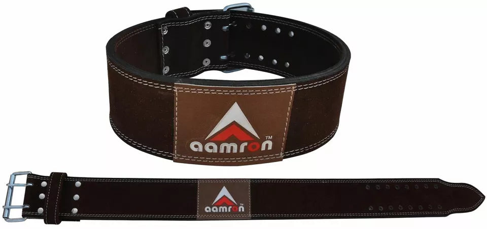 AAMRON ® LEATHER POWER BELT WEIGHT LIFTING BACK SUPPORT NU BUCK GYM DIP TRAINING