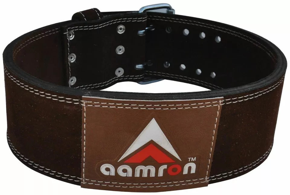 AAMRON ® LEATHER POWER BELT WEIGHT LIFTING BACK SUPPORT NU BUCK GYM DIP TRAINING