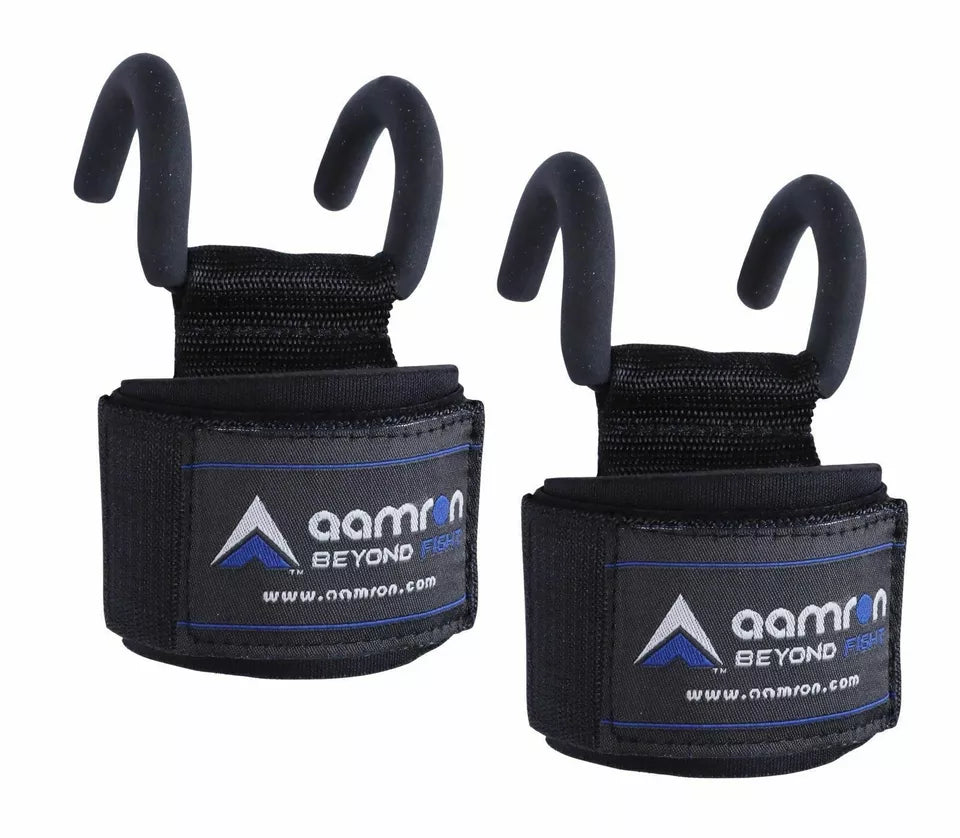 Aamron ® Pro Weight Lifting Training Gym Hook Grips Straps Gloves Wrist